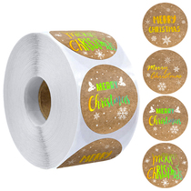 500pcs roll snowflake color bronzing Christmas sticker seal sticker merry christmas gift packaging decoration label