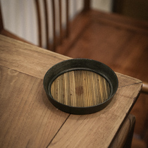 Gan Mao ancient tin old tea bearing pot bearing inlaid Xiangfei bamboo tin dry bubble storage kung fu tea set accessories