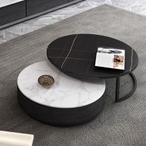  Rock board round coffee table Italian household small apartment modern simple Nordic retractable marble TV cabinet combination