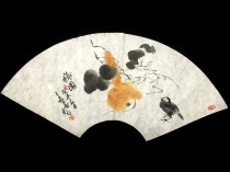 Yang Elephant Xian Boutique Flowers Bird Country Painting Fan Face Unframed Painting Film Villa Jama Living Room Office Tea Room Decoration