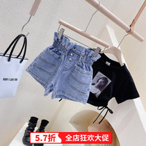 European and American Wind Scout 2021 Summer clothing new girl foreign air street Fan trendy flower Waist Jeans Shorts Hot Pants