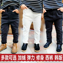 Childrens slim pants Boys  casual pants Velvet pants Stretch jeans pants pants small feet pants Korean pants