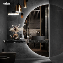 Semi-circular smart bathroom mirror wall-mounted led luminous toilet toilet anti-fog makeup mirror with light vanity mirror