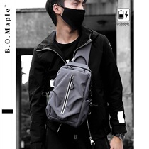 Mens chest bag 2021 new fashion waterproof Oxford cloth USB charging large capacity tablet shoulder messenger bag