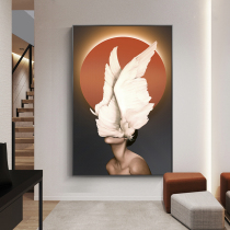 Modern simple porch corridor aisle decorative painting high-end light luxury atmospheric bedroom mural Nordic character hanging painting