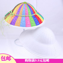 1 Vietnam hat painting kindergarten handmade straw hat DIY environmental protection pulp white blank hand painted hat white mold filling color