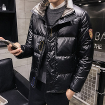 Winter bright face down jacket mens short thickened jacket 2020 new autumn and winter trend handsome fashion brand mens clothing