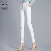 Suit pants womens straight high waist 2021 spring and autumn new slim thin wild feet white Korean casual pants