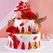 Double-layer new net red birthday old man Birthday Peach birthday cake model simulation 2021 plastic sample customization