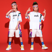 Childrens street dance tide clothes boys summer hip-hop suit loose handsome hiphop performance clothes girls Tide brand childrens clothing