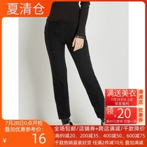 Outlet brand discount womens clothing store Winter new elastic elastic high waist drawstring pants knitted casual pants