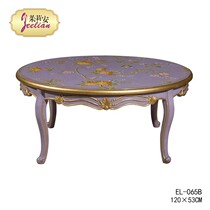 Julian French style European romantic art handmade painting Villa Model Room purple gray oval solid wood coffee table