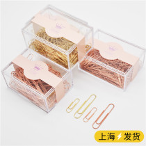 Rose gold creative paper clip Golden paper clip Back type needle Color pin back line needle Office stationery supplies
