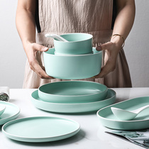 Macaron 2 4 6 people tableware set Nordic household ceramic rice bowl Soup bowl Chopsticks dish spoon plate set