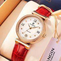 Swiss Tianjun tangin brand womens watch womens red belt quartz Womens Watch Top Ten 1028