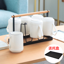 Cup set Household ceramic cup Teacup Milk cup Juice cup Mug Living room 6 sets of cups with water cups