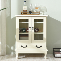 European wine cabinet simple side cabinet full living room glass wine cabinet double door household locker solid wood small wine cabinet