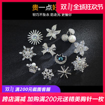 Japan and South Korea Crown snowflake collar pin brooch female mini corsage anti-light button Joker shirt cardigan shawl buckle