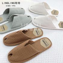 Beauty salon cotton waffle slippers soft bottom custom logo non-slip bathroom non-disposable womens home slippers