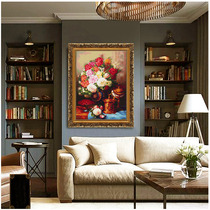 ABV Old three cross-stitch Egyptian long-staple cotton thread embroidery precision printing full embroidery European oil painting flower peace and flourishing