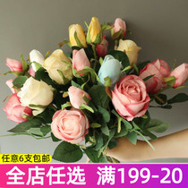 Eurostyle Emulation Rose Flower Fake Flowers Home Living Room Dining Room Table Furnishing Counter Mall TV Cabinet Decorate Silk Floral
