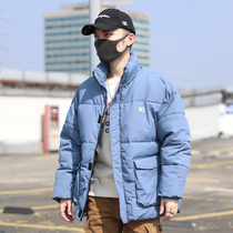 Winter mens cotton-padded jacket tooling stand-up collar loose Tide brand trend thickened youth embroidered cotton-padded jacket