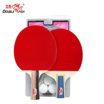 Double fish ping-pong racket 136A 126A two-shot three-ball suit with affordable double-sided anti-glue horizontal straight