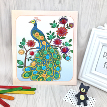 Childrens button painting DIY hand stickers kindergarten handmade material bag button painting educational hand toy