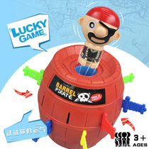 Hot sale wooden barrel sword game tricky spoof pirate bucket toy fun big medium small pirate bucket direct sale