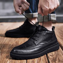 Tide Cards Mens Shoes High Bunch Shoes 2022 Spring New 100 Hitchhiking Brock Board Shoes Men Business Inn Wind Small Leather Shoes