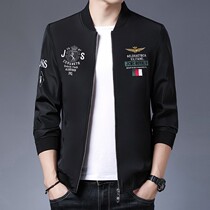 Spring black high-end embroidered bomber jacket male Korean style fashion casual baseball uniform slim jacket male