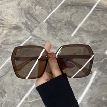 Net red with big frame box sunglasses women round face retro brown sun glasses mens anti-ultraviolet glasses women without makeup
