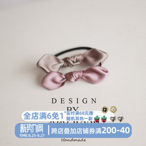  Gray simple bow hair circle Hair rope rubber band head rope Hair accessories Head flower Japanese handmade headdress w345