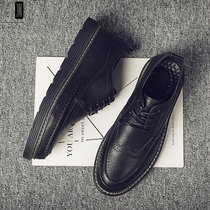 Burlock leather shoes mens Korean version Summer genuine leather Inn business casual shoes Trend breathable black Inner heightening mens shoes