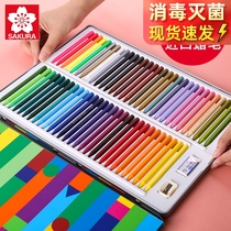  Japan imported Sakura brand plastic crayon 24-color set oil painting stick Professional-grade non-dirty hands Infant garden pen Childrens painting washable baby primary school students color graffiti coloring crayon