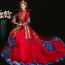 Xiuhe clothing 2021 new wedding Chinese wedding dress tailed phoenix crown Xiexiu kimono female bride dragon and phoenix gown