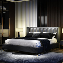 Nordic leather bed Hong Kong-style light luxury net red bed Master bedroom Italian modern simple 1 8 meters double small apartment wedding bed