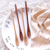 Wooden spoon Short handle small mouth mixing spoon Mini small round handle Small wooden spoon thin handle Coffee dessert spoon