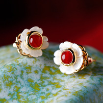 Phoenix Nirvana stud earrings female fashion personality temperament garnet red agate wild sweet crystal earrings