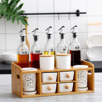Ceramic seasoning tank Household seasoning box Chopstick tube combination set Kitchen supplies Seasoning bottle Glass oil bottle Salt tank