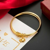 Brass gold-plated bracelet vacuum plating imitation gold jewelry frosted three-ring coil bracelet