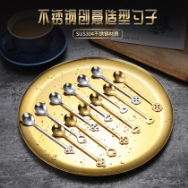  Creative and cute 304 stainless steel spoon long handle spoon Ice cream spoon Coffee stirring spoon Dessert spoon small spoon