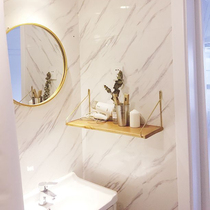 Solid wood partition shelf Brass bracket North American solid wood shelf Decorative shelf Wall decoration