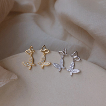 Small treasure s925 pure silver butterfly earrings 2021 new wave Delicate Temperament Brief South Korea Student Personality Ornaments