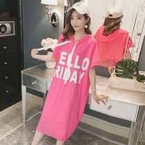 Maternity dress Summer Western style 2020 summer mid-length over-the-knee large size loose tide mom cotton t-shirt skirt