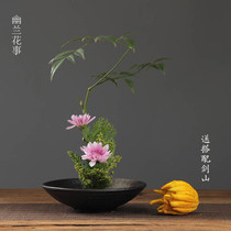 Three-legged zen flower arrangement Flower plate flower pot Festival flower arrangement class training experience Jianshan flower arrangement ceramic flower vase