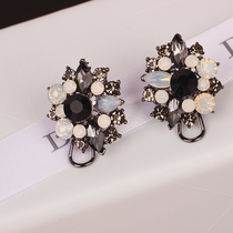 European and American exaggerated nightclub fashion temperament celebrity earrings female earrings flower rhinestone zircon allergy ear jewelry