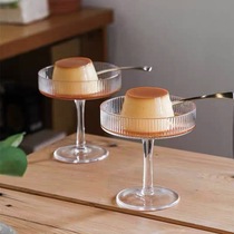 Net red ins Wind stripe glass goblet cocktail mug pudding cup yogurt cup dessert bowl ice cream cup