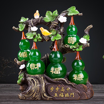 Wufu Linmen Zhaocai gourd ornaments resin imitation jade crafts home move living room wine cabinet decoration decoration