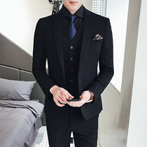 Mens suit suit Casual Korean slim business formal dress Groom wedding high-end dress suit mens three-piece suit
